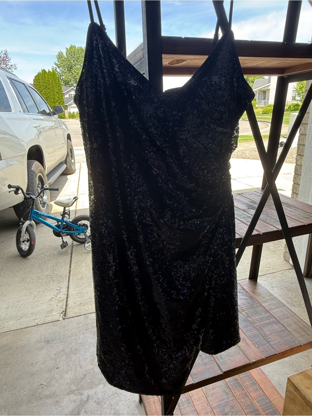 Black Sequin Slip Dress